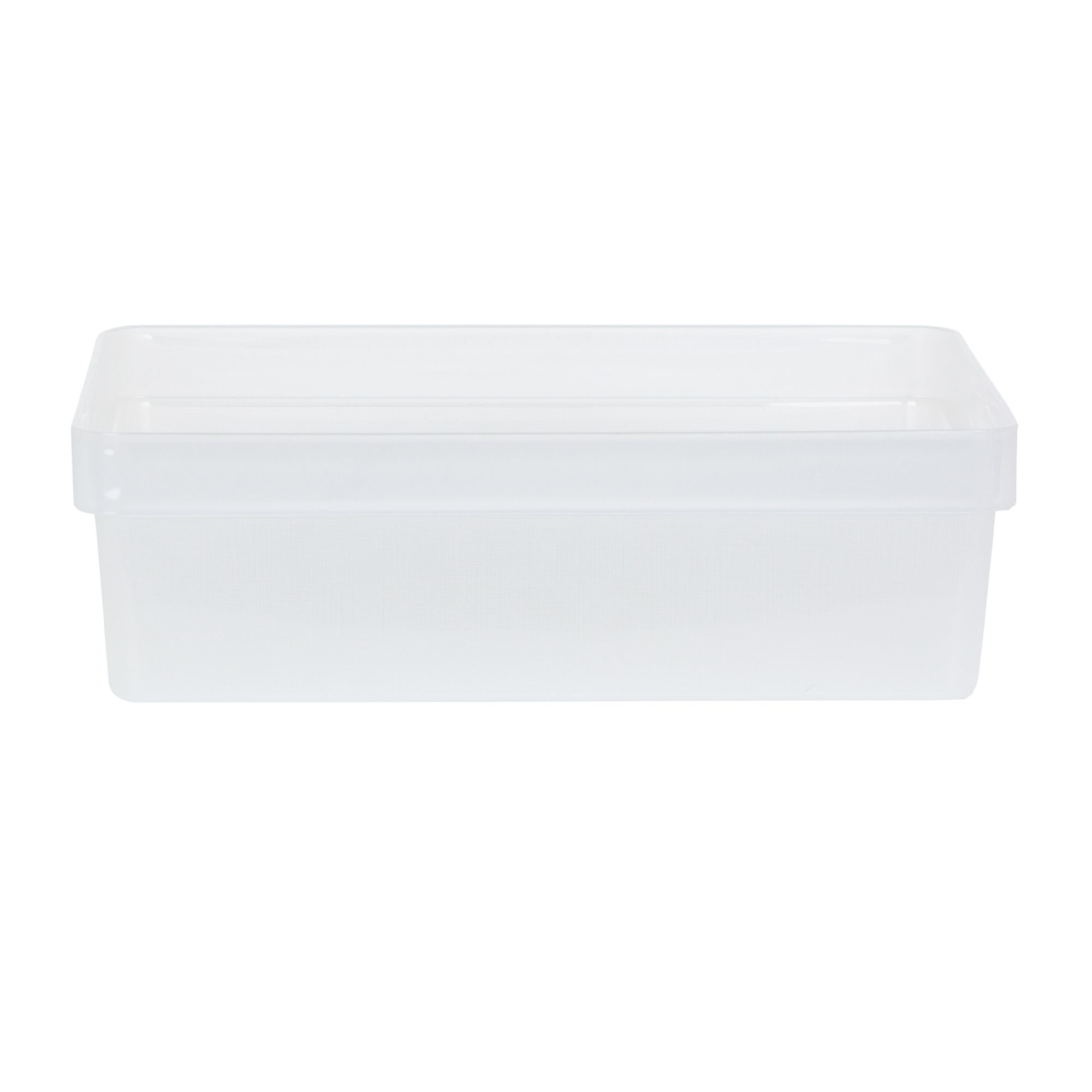 Wham Studio Stack Linen Finish Matt clear Plastic Stackable Storage basket (H)12cm (W)26cm (D)26cm