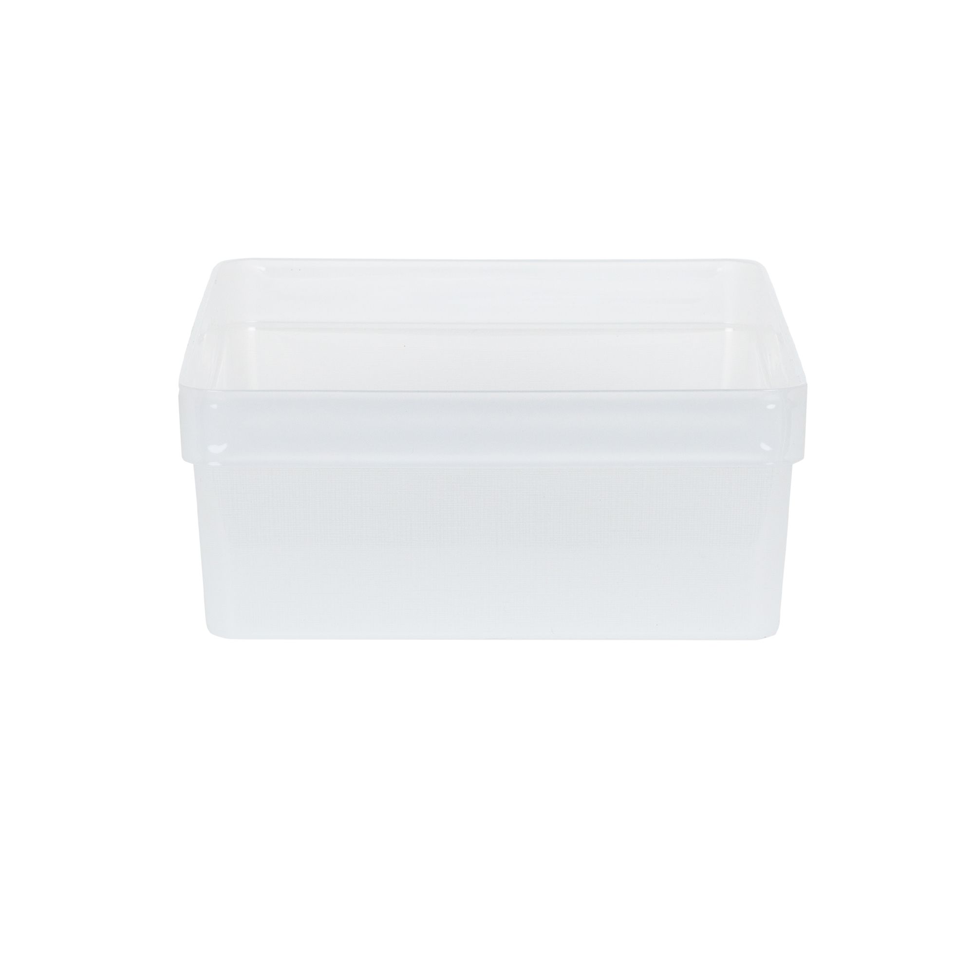 Wham Studio Stack Linen Finish Matt clear Plastic Stackable Storage basket (H)12cm (W)26cm (D)26cm