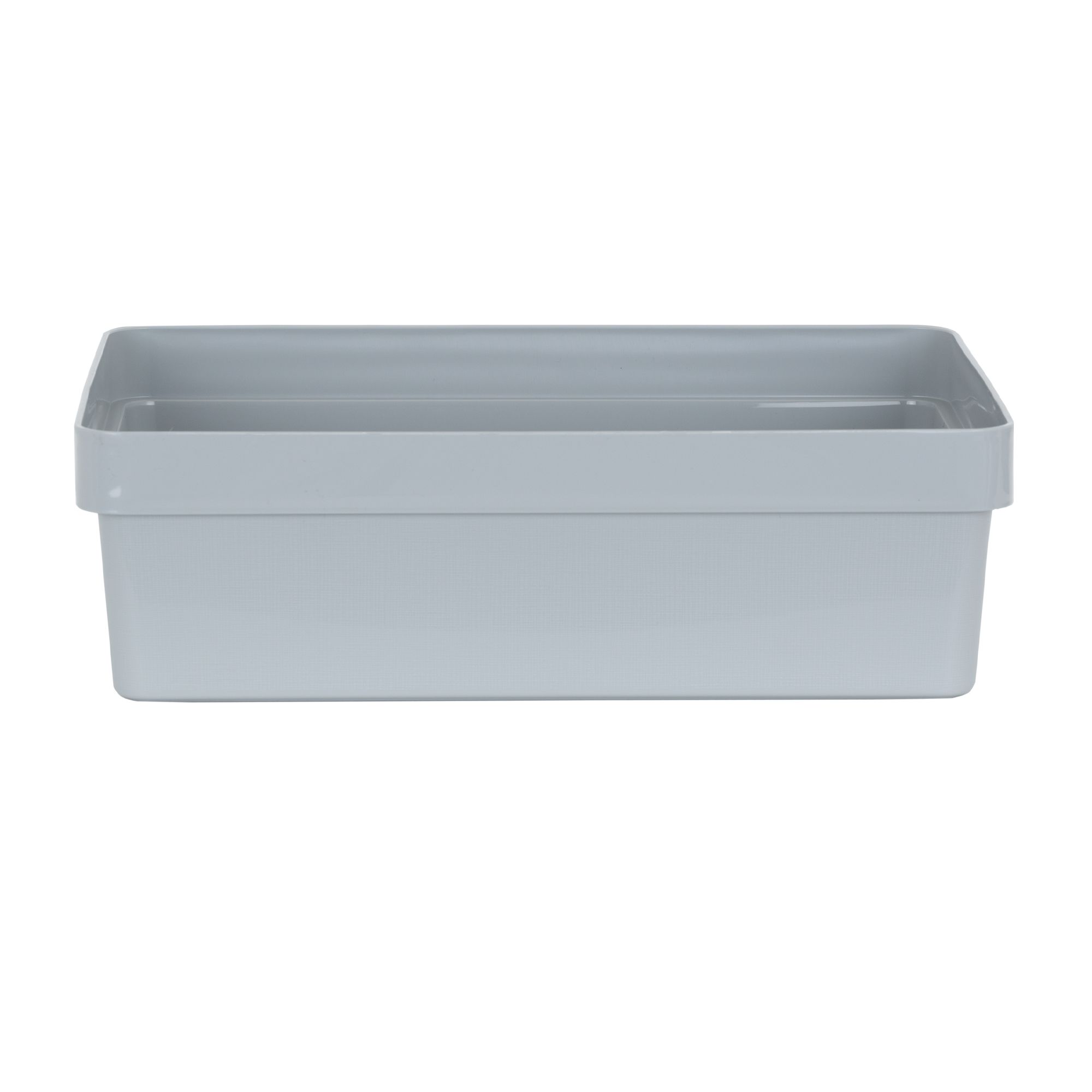 Wham Studio Stack Linen Finish Matt cool grey Plastic Stackable Storage basket (H)12cm (W)26cm (D)26cm
