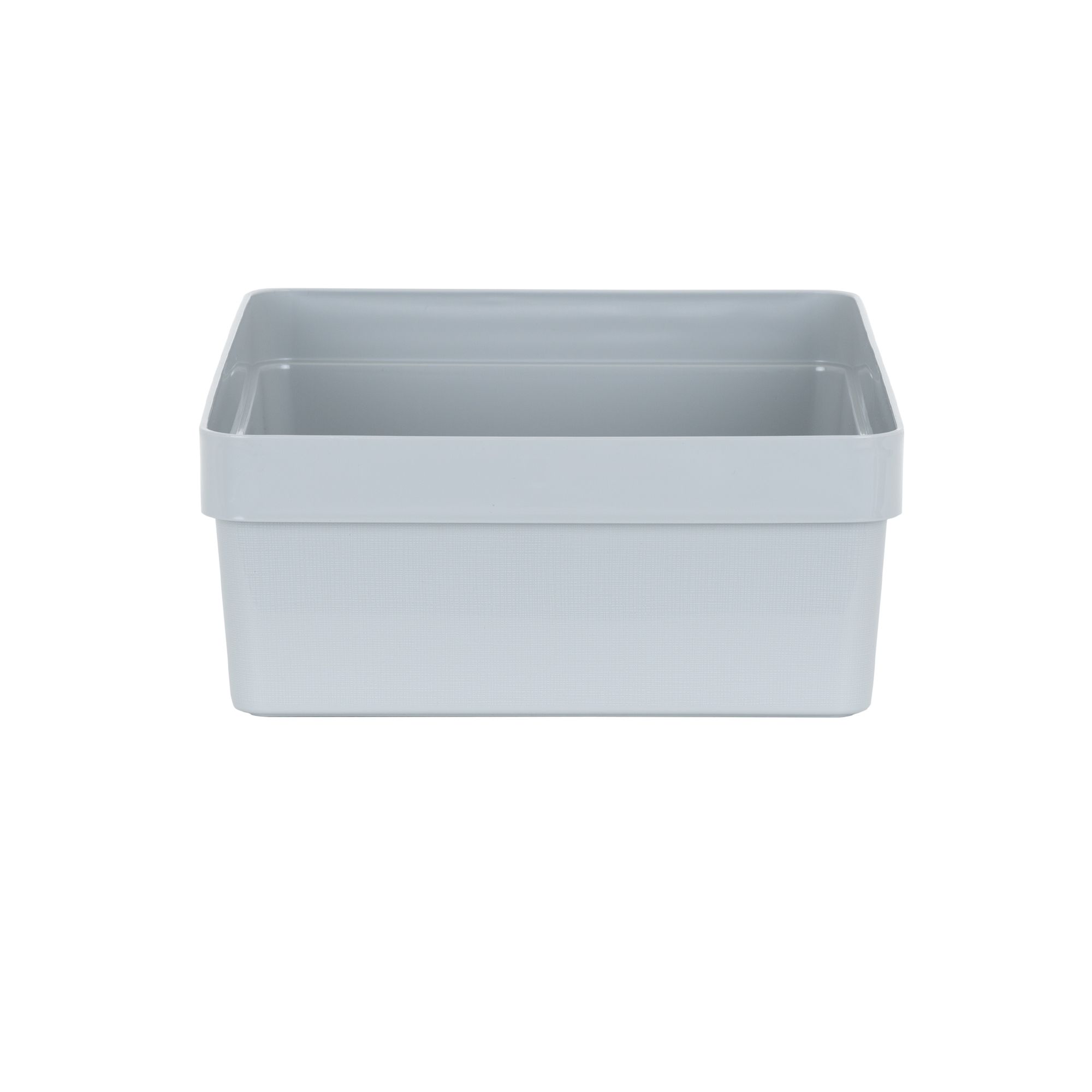 Wham Studio Stack Linen Finish Matt cool grey Plastic Stackable Storage basket (H)12cm (W)26cm (D)26cm