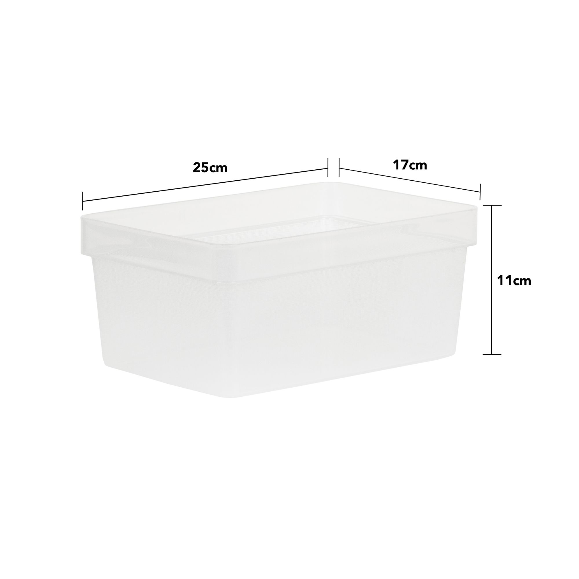 Wham Studio Stack Matt clear Plastic Stackable Storage basket (H)12cm (W)25.3cm