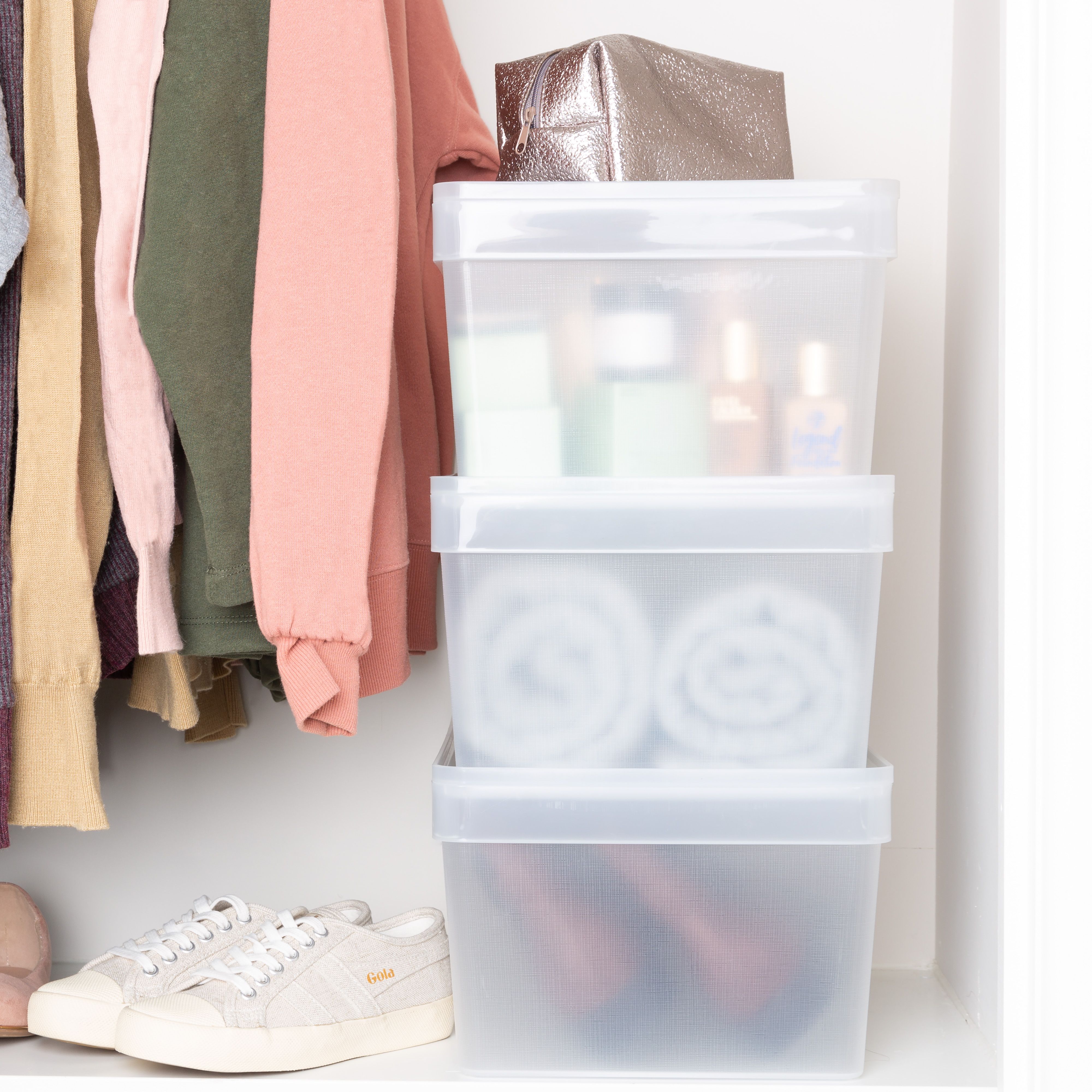 Wham Studio Stack Matt clear Plastic Stackable Storage basket (H)18cm (W)26cm (D)26cm - 8