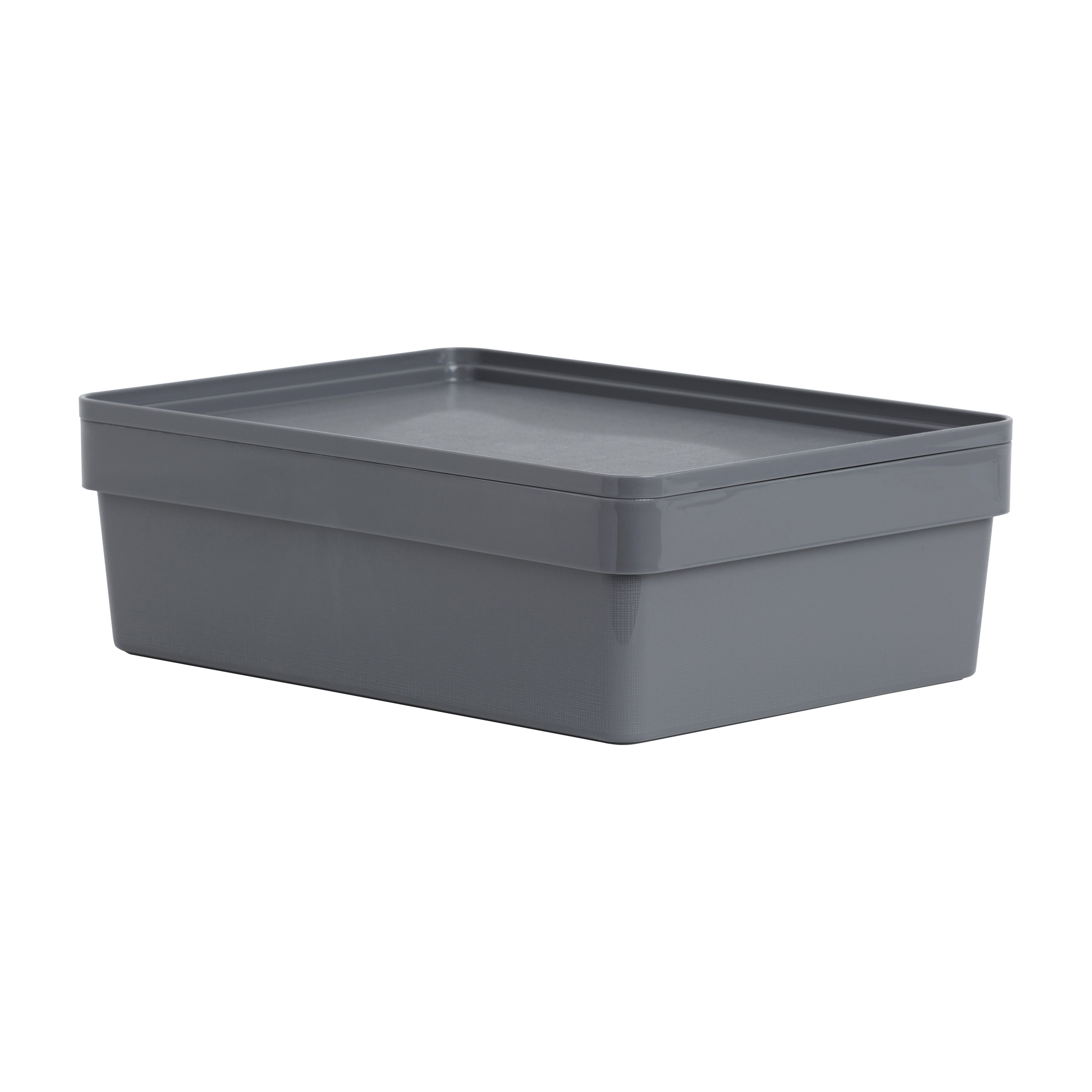 Wham Studio Stack Matt dark grey Plastic Stackable Storage basket (H)12cm (W)26cm (D)26cm