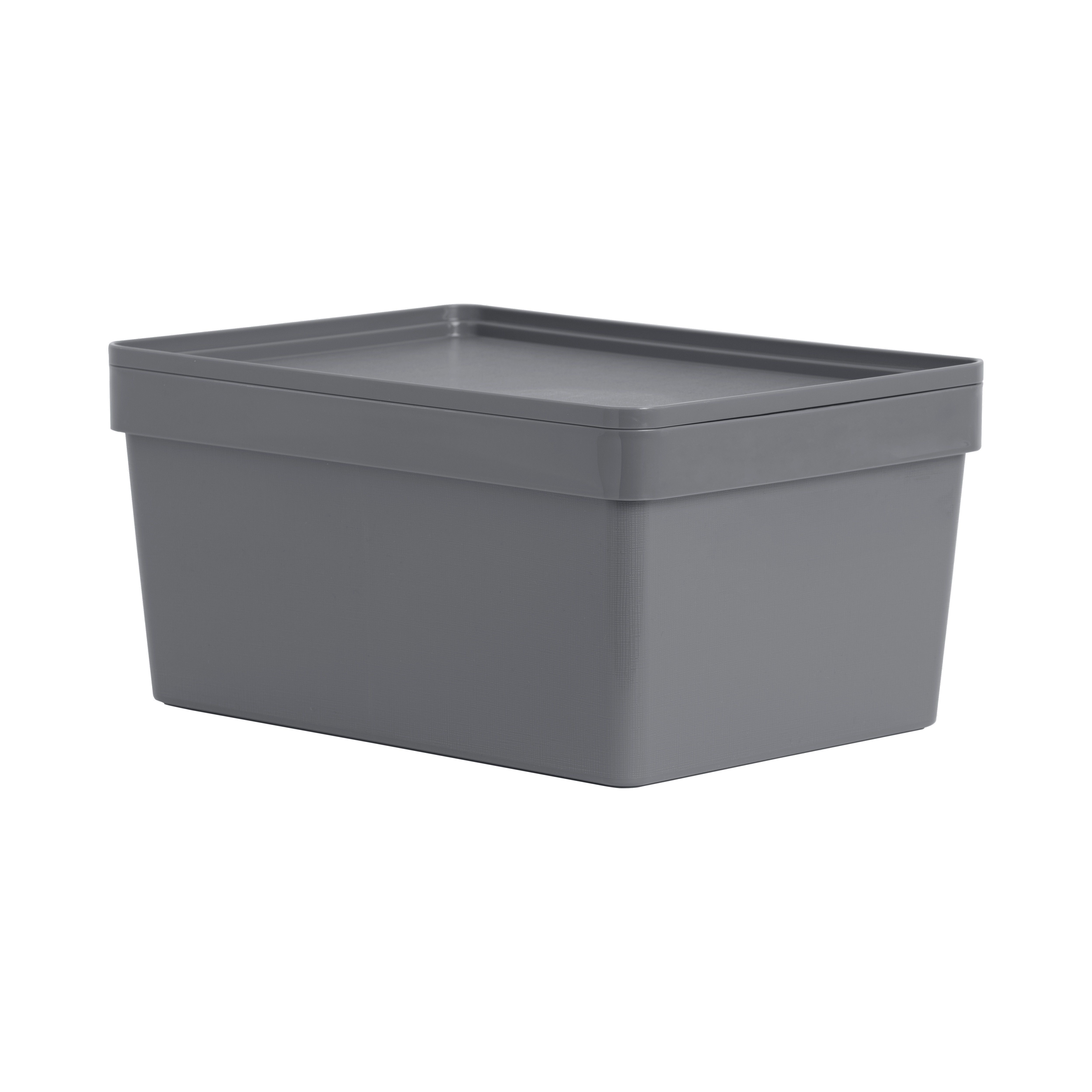 Wham Studio Stack Matt dark grey Plastic Stackable Storage basket (H)18cm (W)26cm (D)26cm