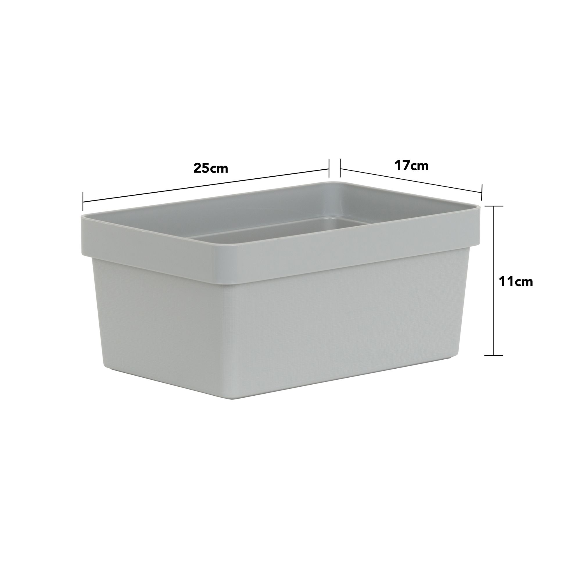 Wham Studio Stack Matt grey Plastic Stackable Storage basket (H)12cm (W)25.3cm