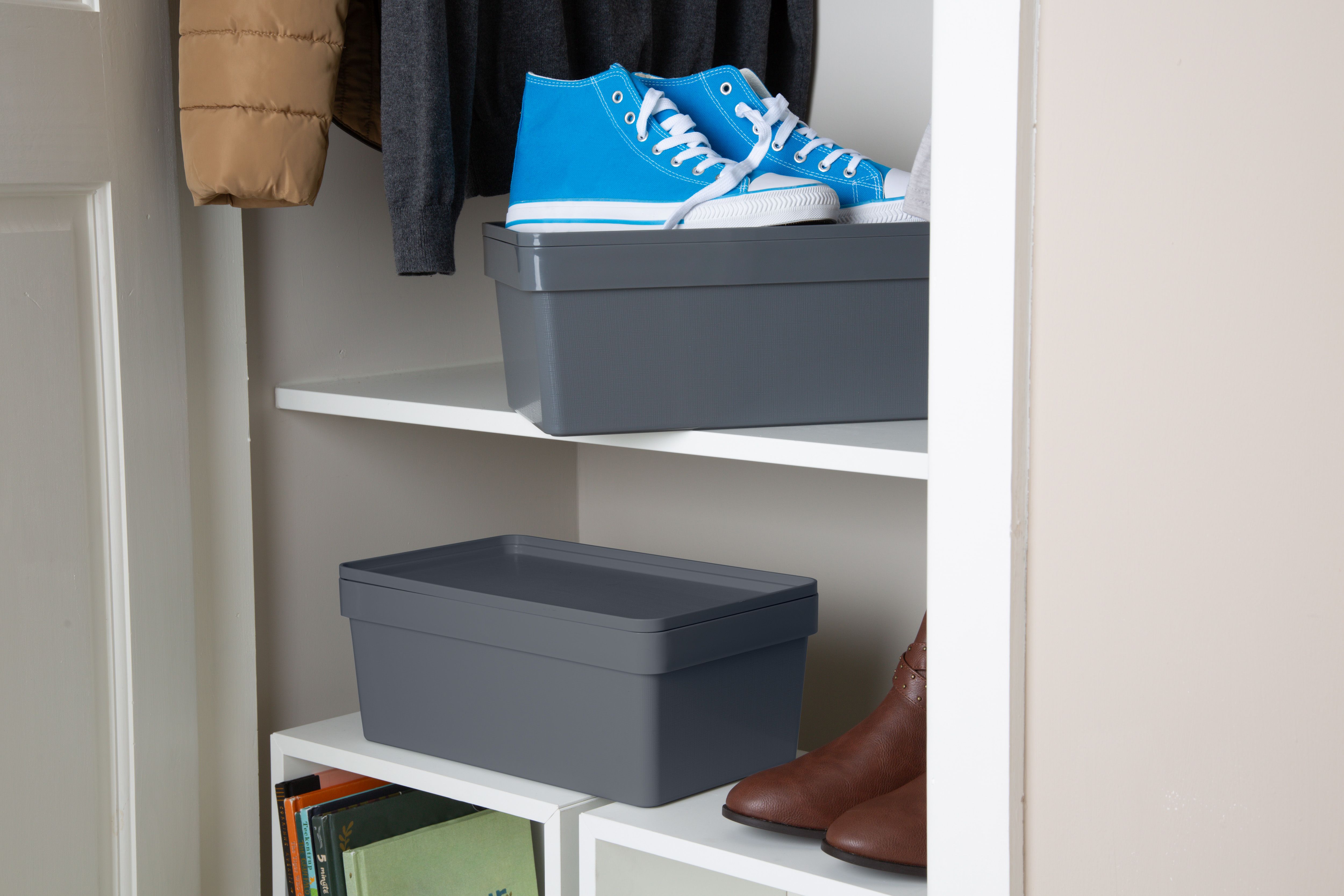 Wham Studio Stack Matt grey Stackable Shoe storage box (H)150mm (W)215mm - 5