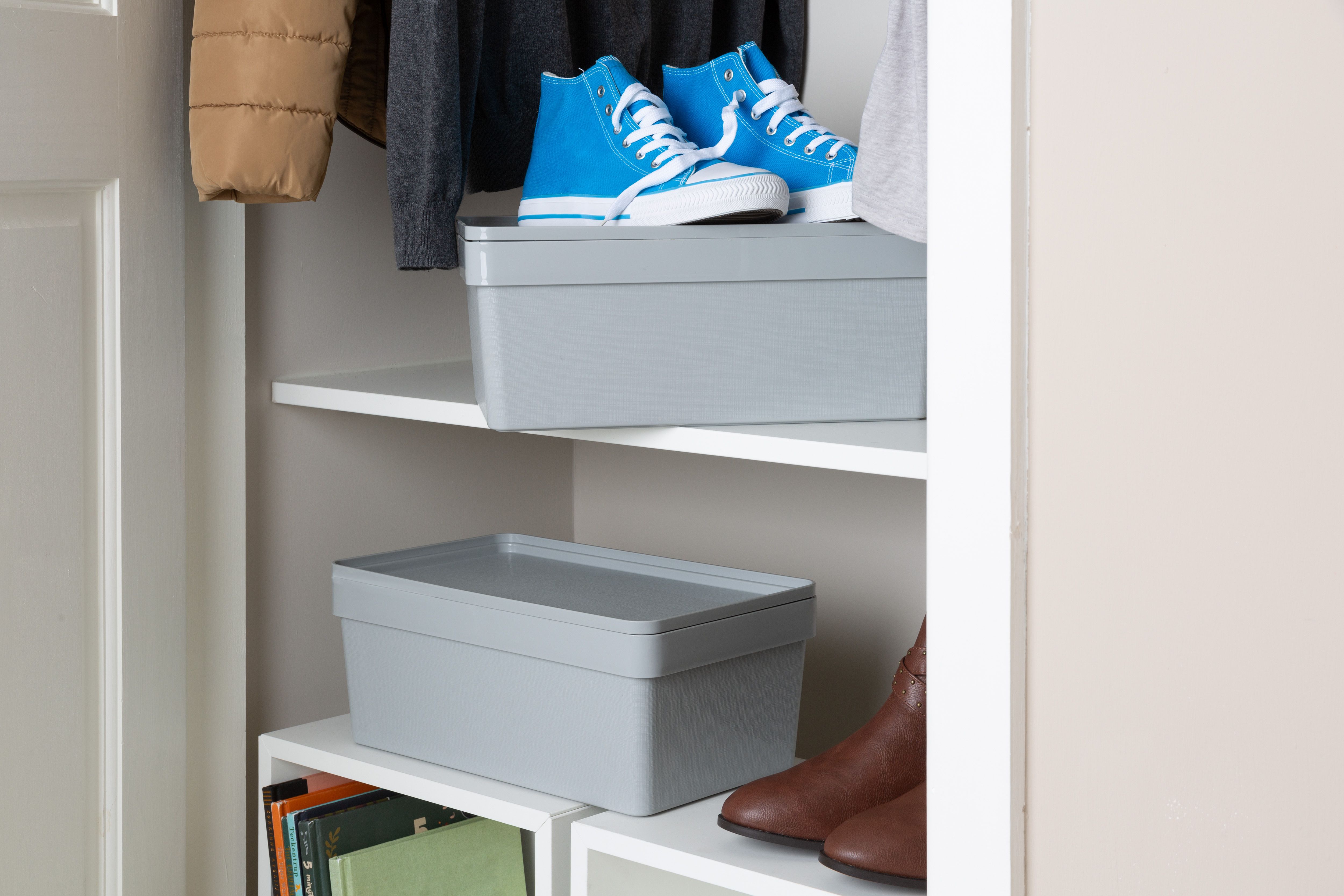 Wham Studio Stack Matt light grey Stackable Shoe storage box (H)150mm (W)215mm - 7