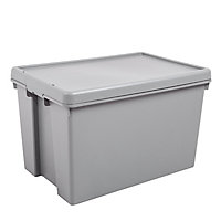 Wham Upcycled Heavy duty Cement grey 45L Stackable Storage box with Lid