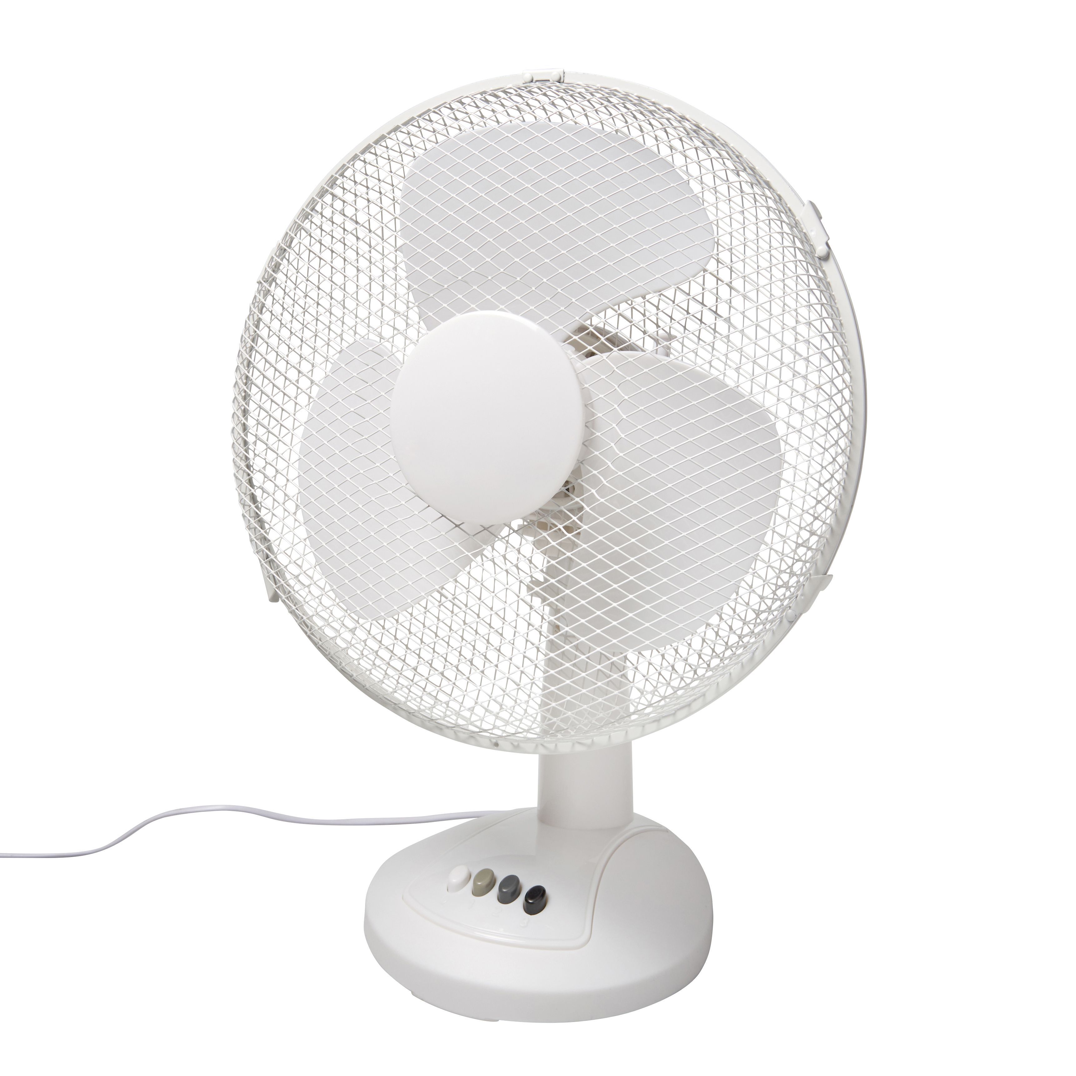 White 12" 40W Desk Fan | DIY at B&Q