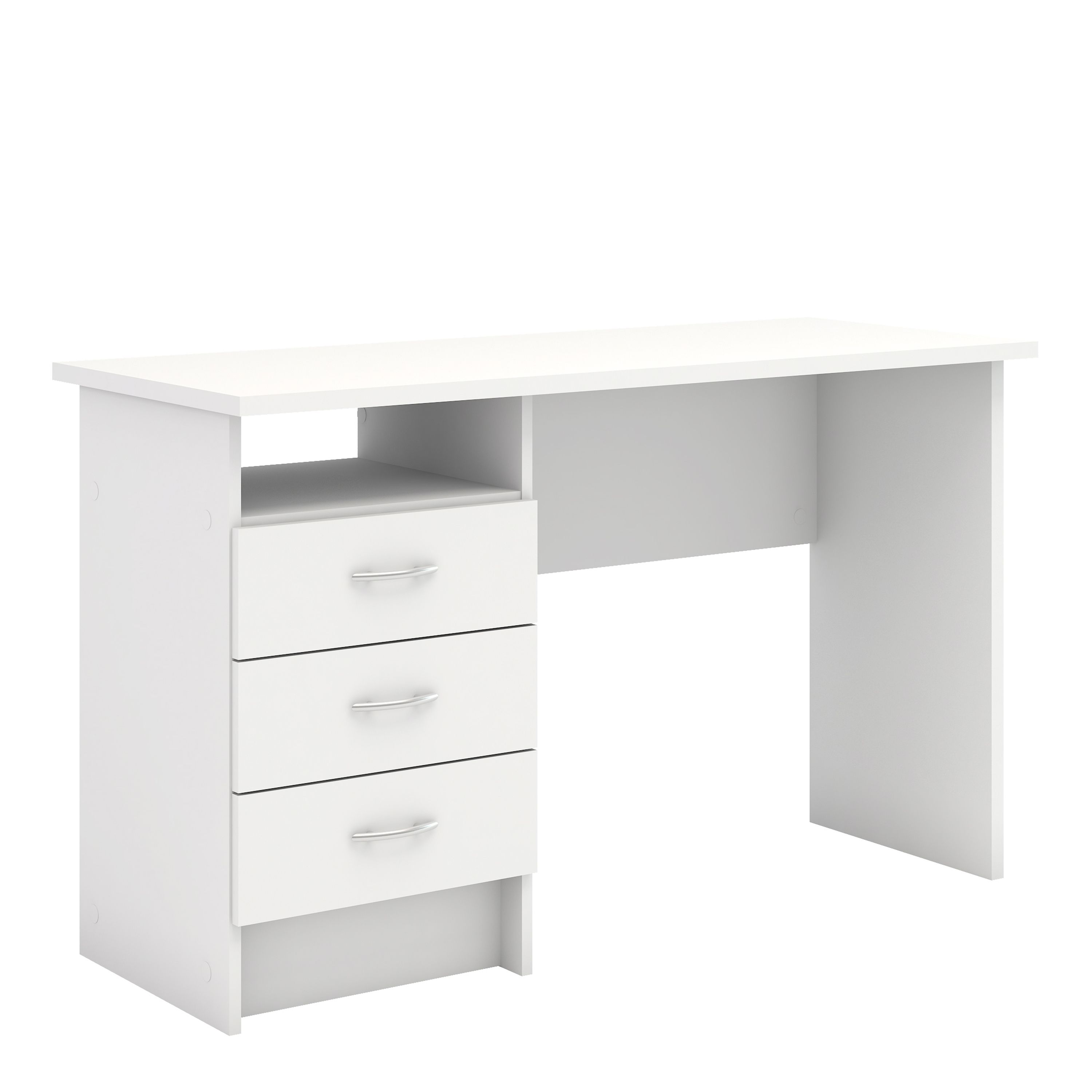 White 3 Drawer Desk 