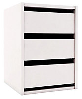 White 3 Drawer Ready assembled Chest of drawers (H)600mm (W)350mm (D)450mm