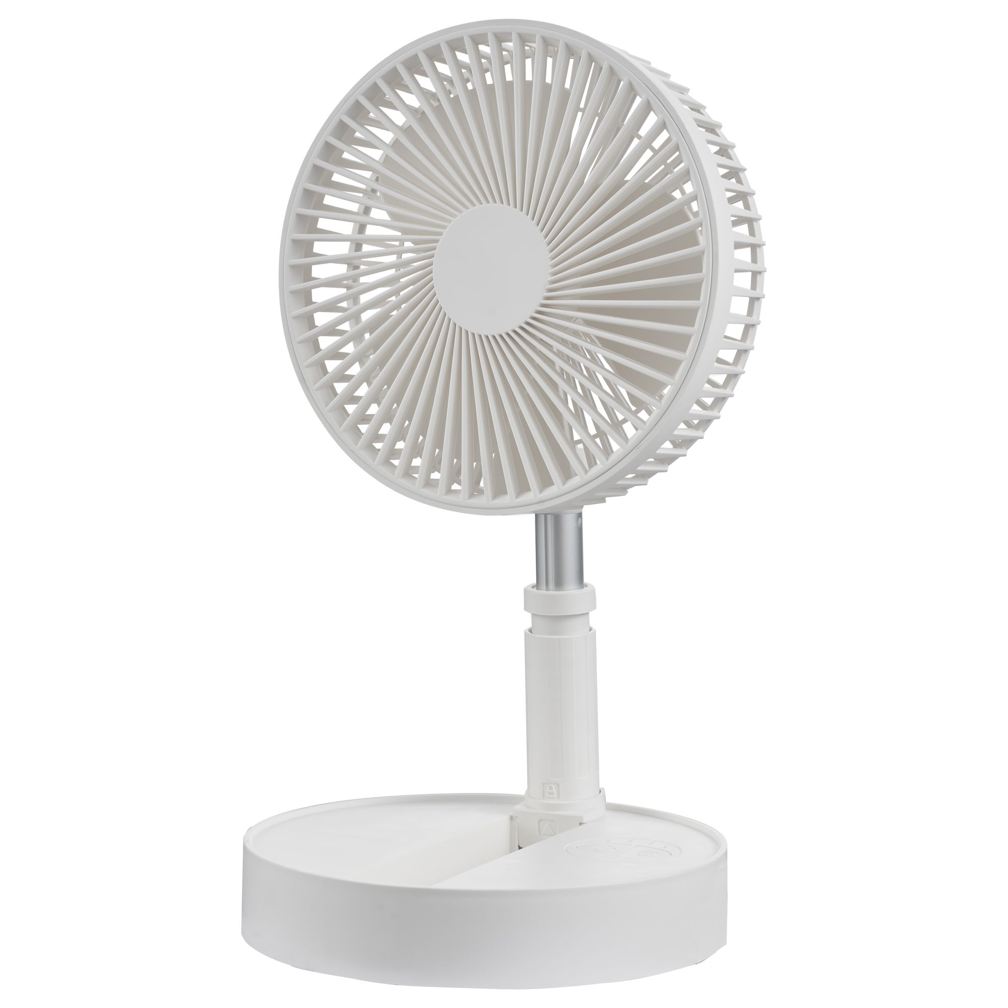 White 6" Foldable Rechargeable Fan With adjustable height