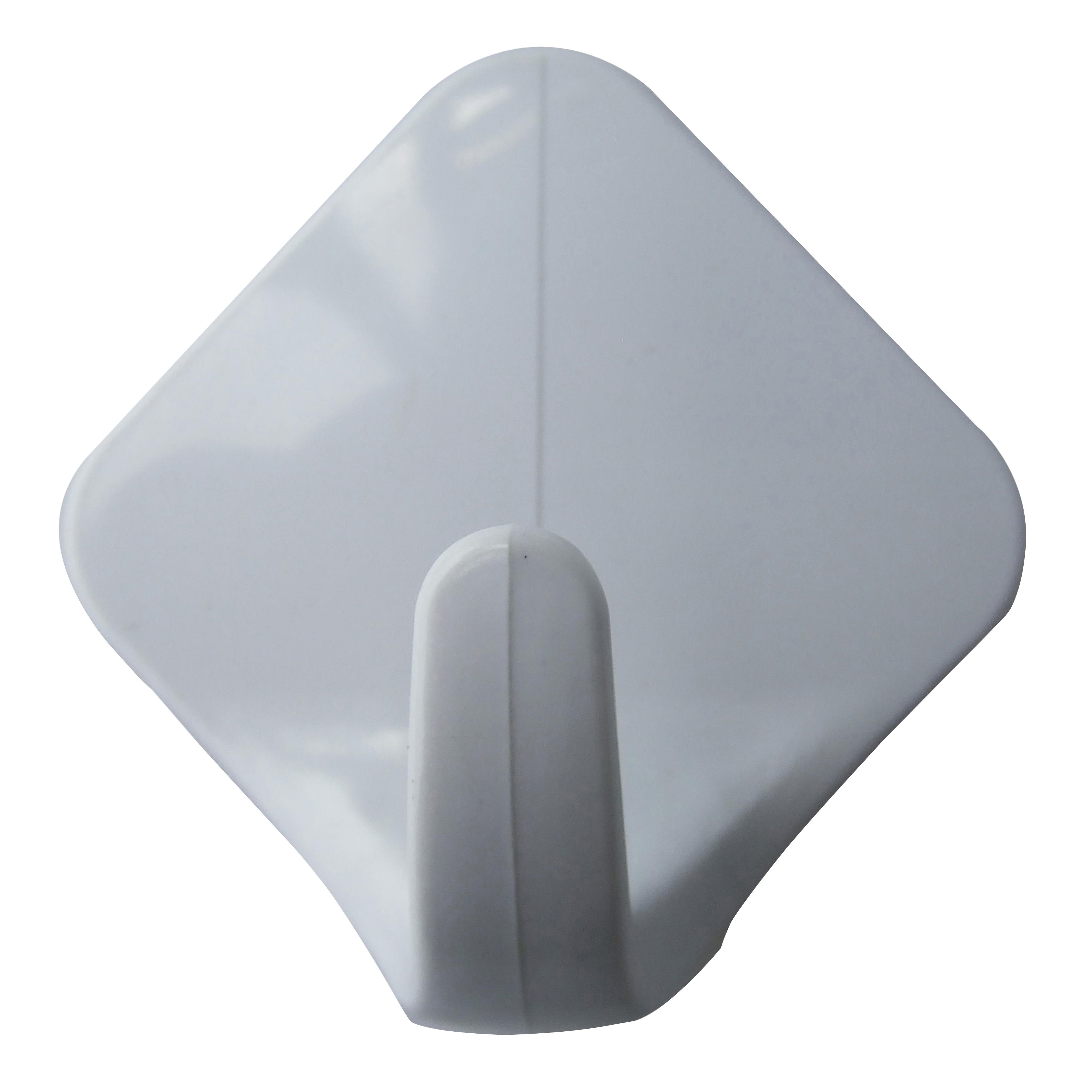 White ABS plastic Medium Diamond Lozenge Hook (H)46.5mm (W)23mm