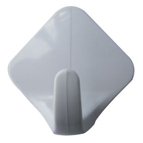 White ABS plastic Medium Hook (Holds)0.5kg, Pack of 2