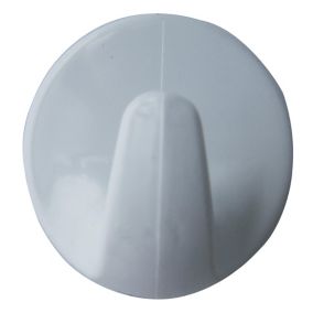 White ABS plastic Small Circular Round Hook (H)30mm (W)17mm, Pack of 2