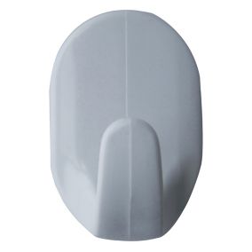 White ABS plastic Small Oval Hook, Pack of 2