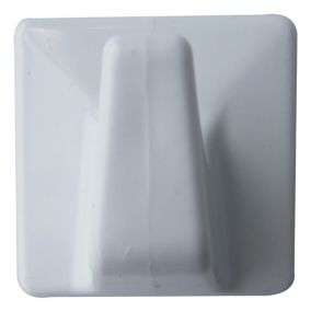 White ABS plastic Small Square Hook (H)31mm (W)20mm, Pack of 2