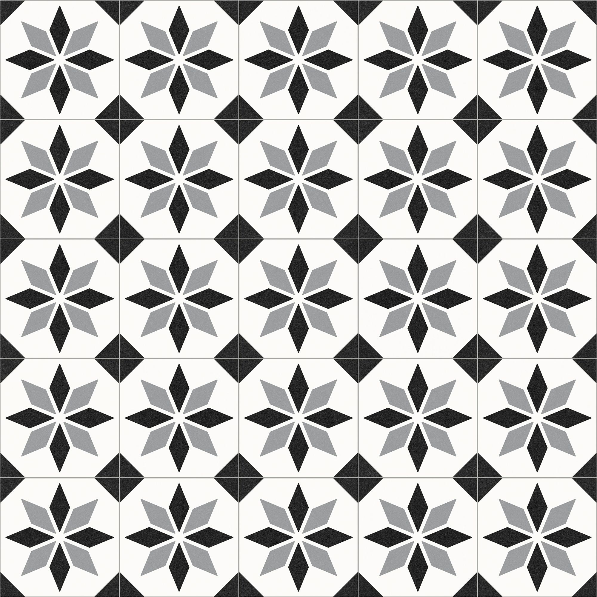 White Black & Grey Mosaic effect Sheet vinyl Sheet vinyl, 6m²