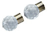 White Brass effect Acrylic & metal Crystal Curtain pole finial, Pack of 2