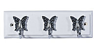 White Butterfly 3 Hook rail, (L)220mm