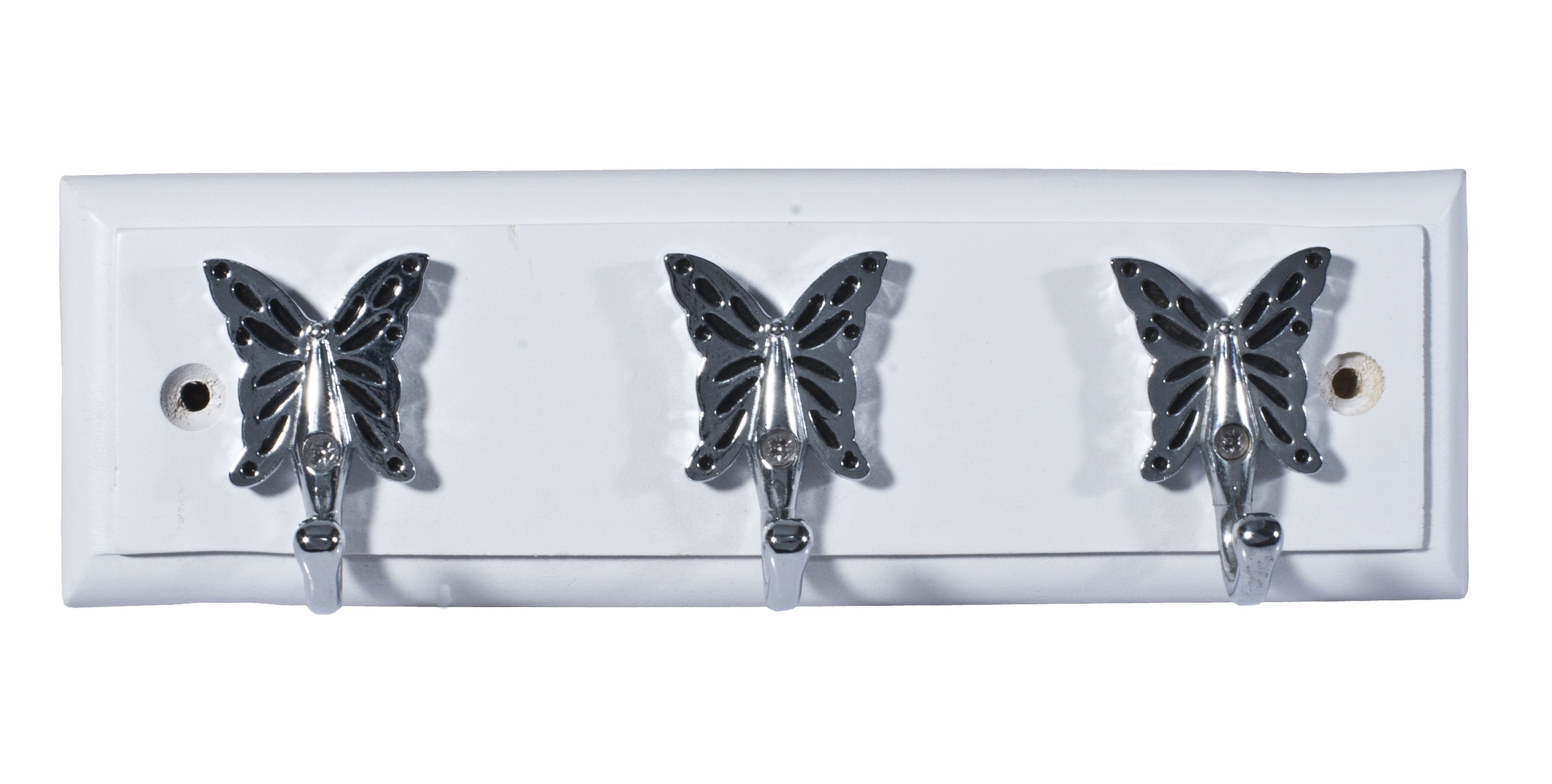 White Butterfly 3 Hook rail, (L)220mm