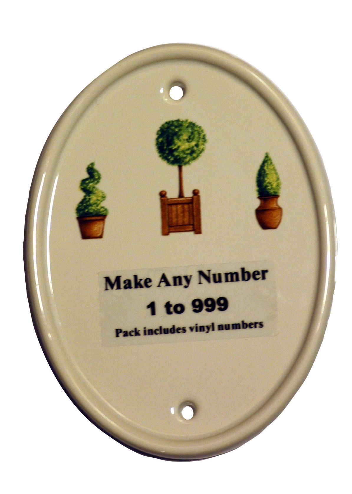 White Ceramic Oval 160mm House number DIY at B&Q