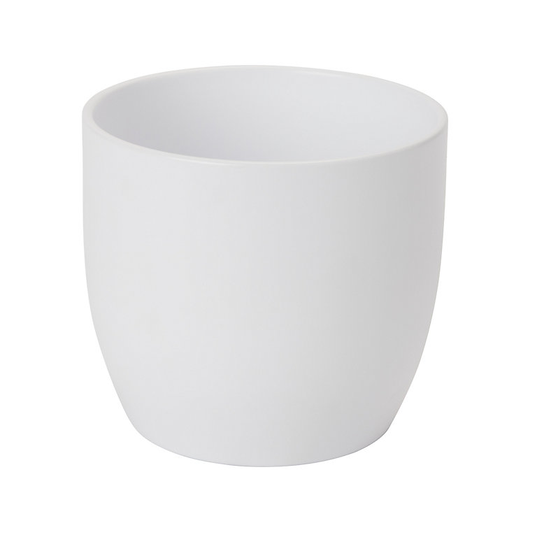 White Ceramic Plant pot (Dia)14.4cm | DIY at B&Q