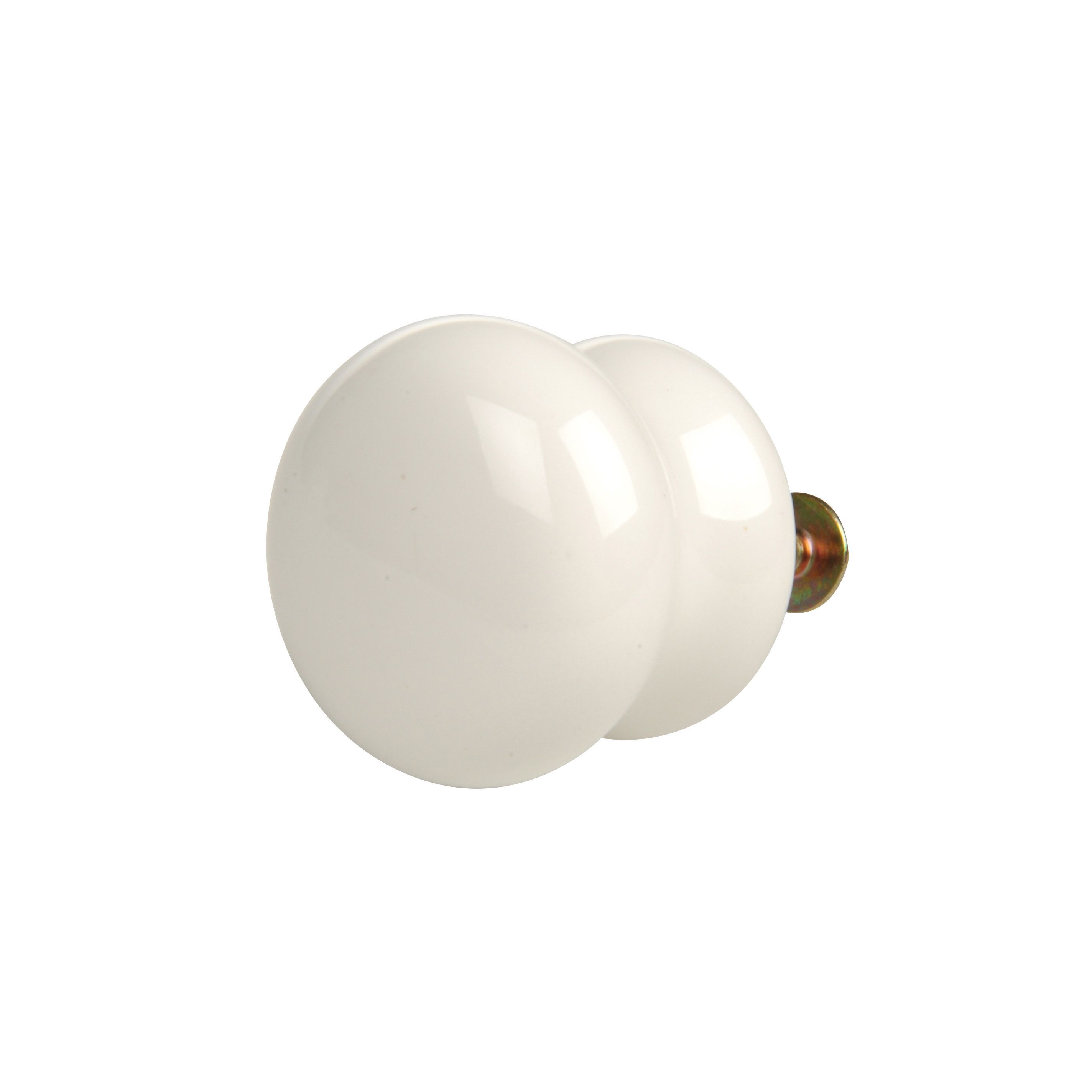 White Ceramic Porcelain effect Cabinet Knob (Dia)35mm