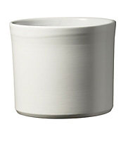 White Ceramic Straight edge Plant pot (Dia)26cm