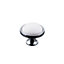 White Ceramic & zinc alloy Chrome effect Round Furniture Knob (Dia)34mm