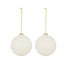 White & champagne Crackle effect Plastic Glaze Bauble, Set of 2