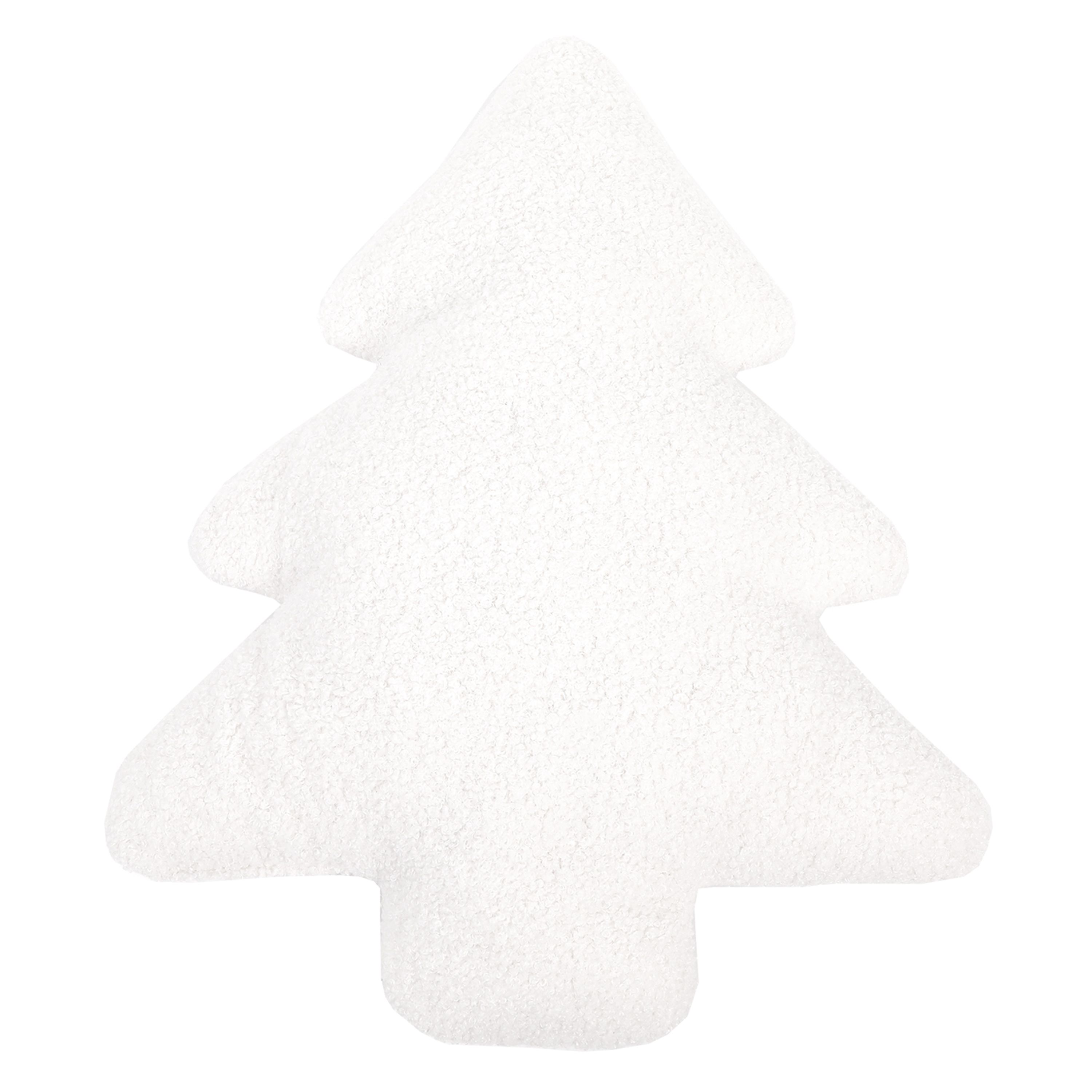White Christmas Tree Bouclette effect Indoor Cushion (L)50cm (W)40cm