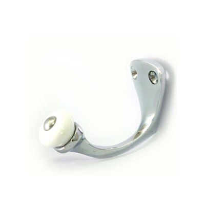 White Chrome effect Ceramic 1 Hook rail, (L)64mm (H)45mm