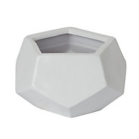 White Clay Geometric Plant pot (Dia)15.5cm