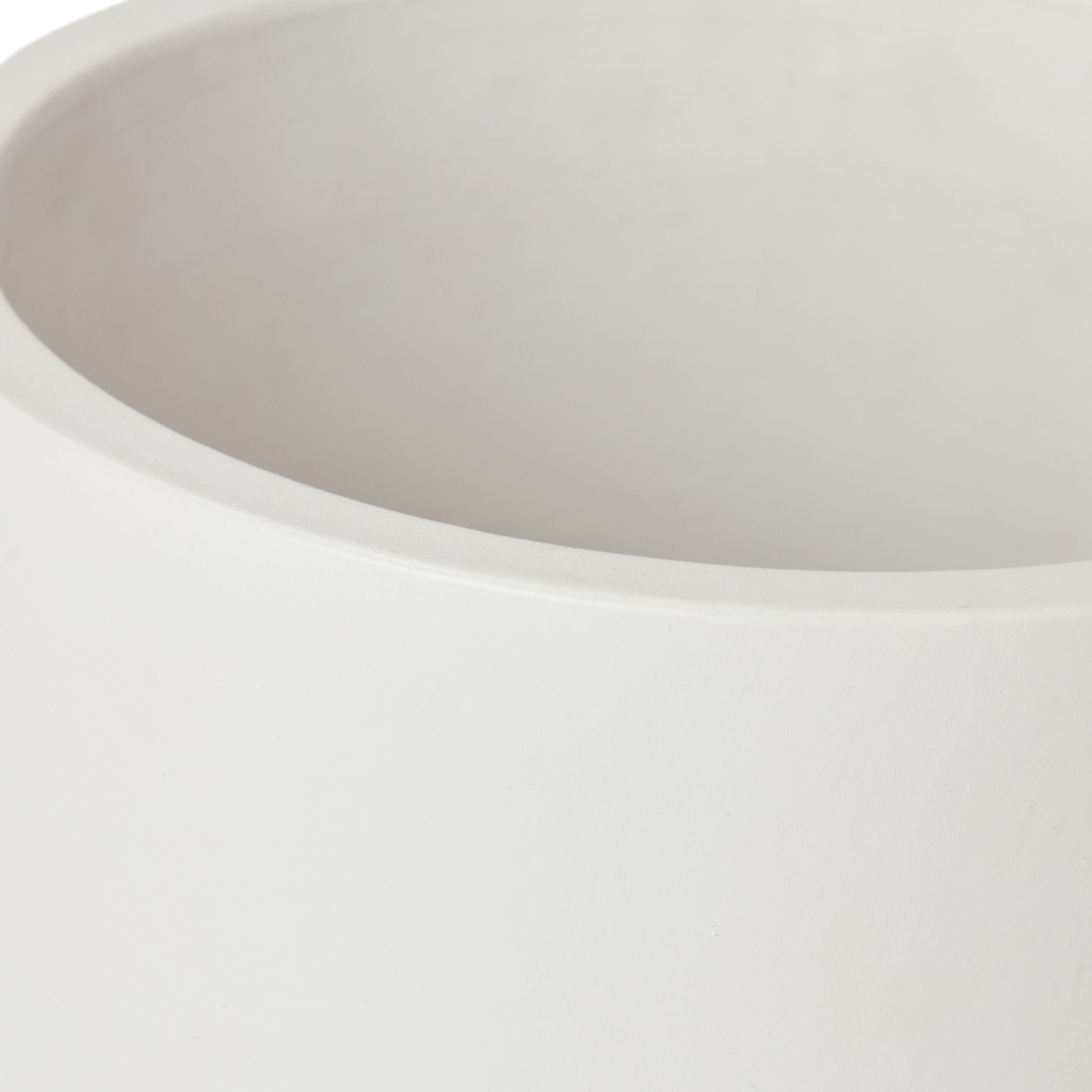 White Concrete Cylindrical Plant pot (Dia)20.5cm