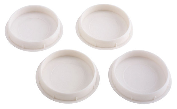 White Cover Cap Dia 35mm Pack Of 4, Kitchen Cupboard Door Hinge Hole Covers