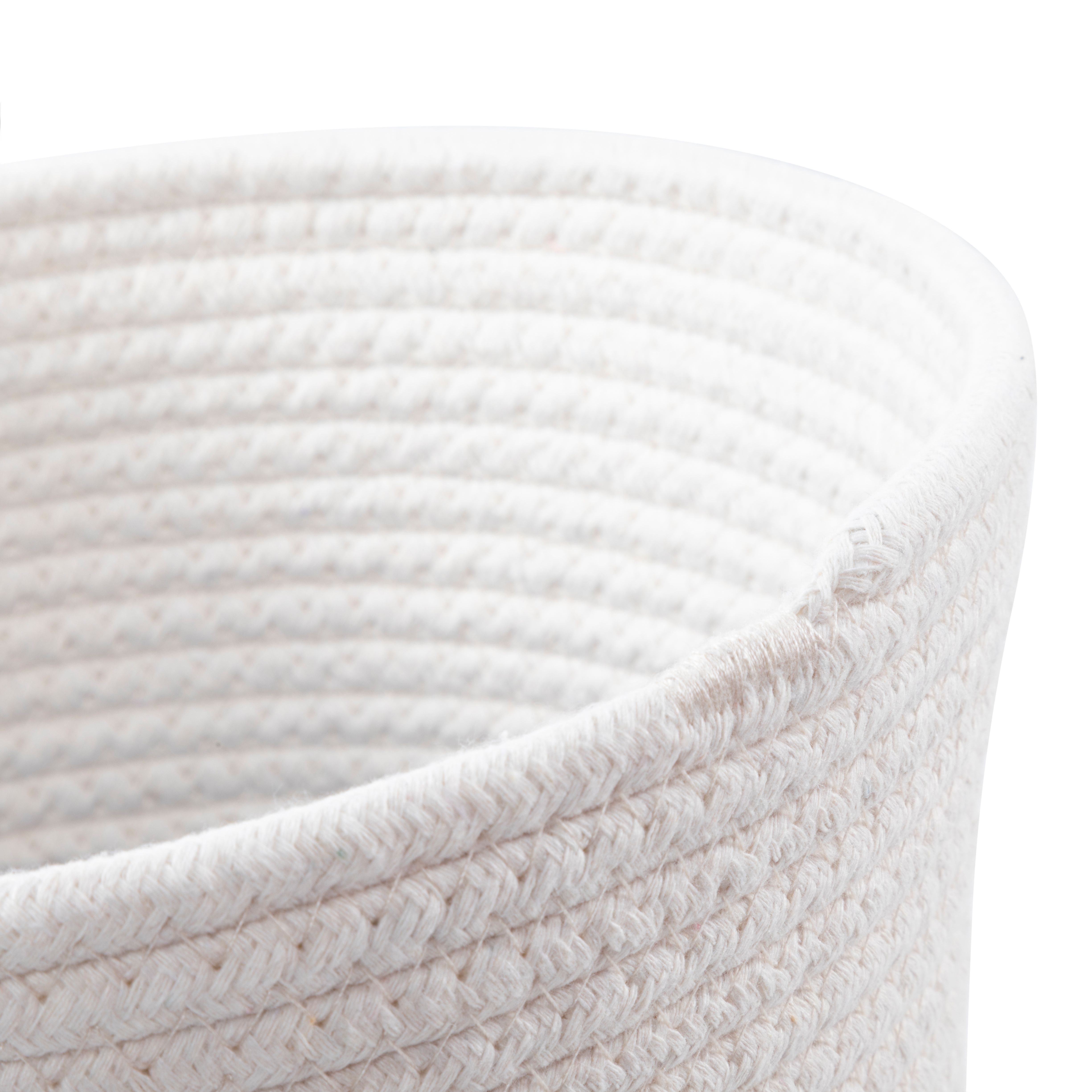 White/dark blue rope effect Cotton Medium Stackable Storage basket (H)25cm (W)25cm
