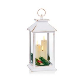 White Flickabright Candle Metal & plastic Lantern, (W) 14cm x (D) 14cm