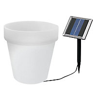 White Frosted effect Flower pot Solar-powered LED Outdoor Decorative light