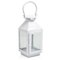 White Glass & metal Lantern, Small