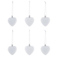 White Glitter effect Plastic Heart Decoration, Pack of 6