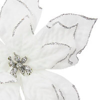 White Glitter effect Poinsettia Stem