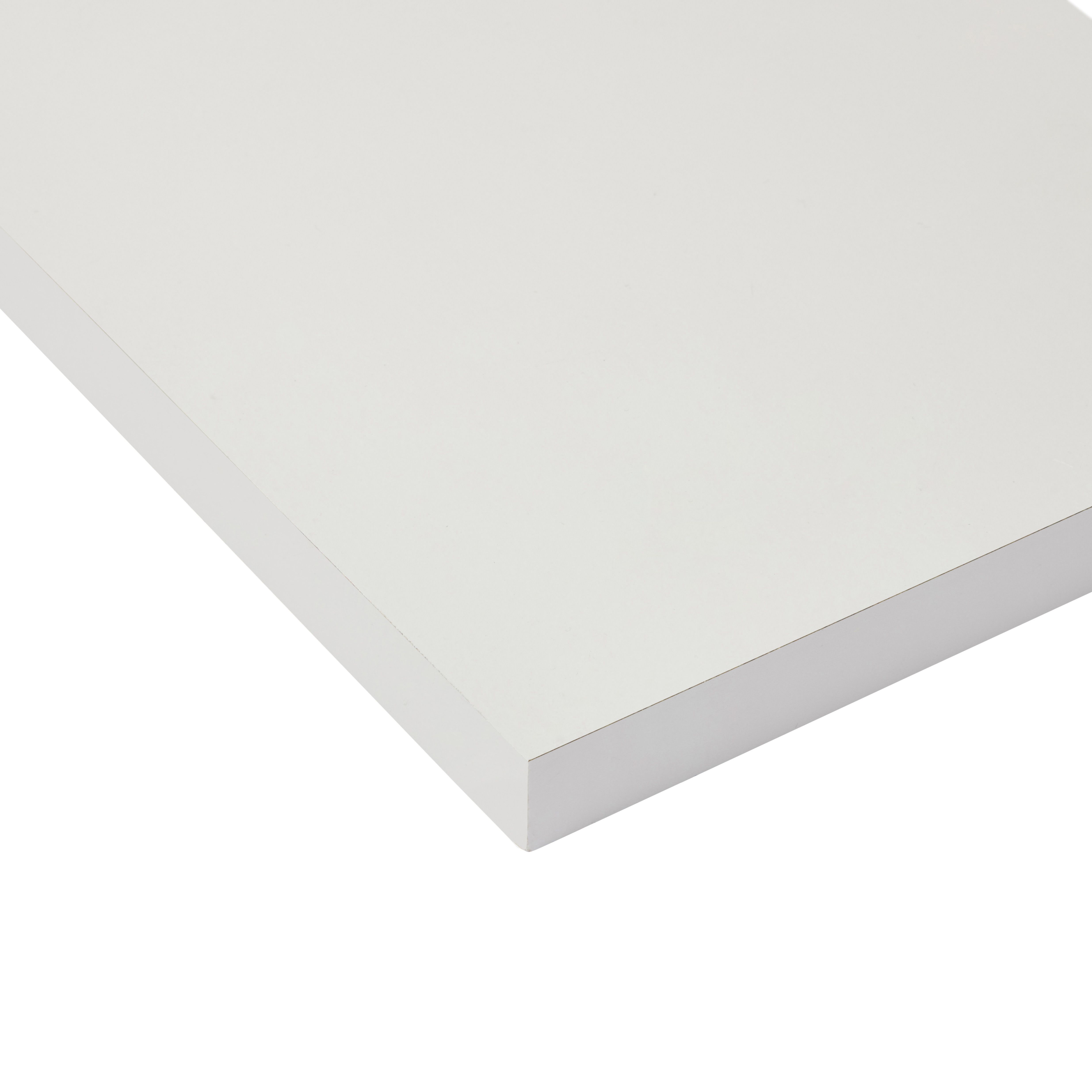 White Gloss Fully edged Furniture panel, (L)1.2m (W)200mm (T)18mm | DIY ...