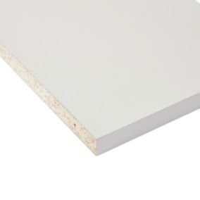 White Gloss Semi edged Furniture panel, (L)2.5m (W)200mm (T)18mm