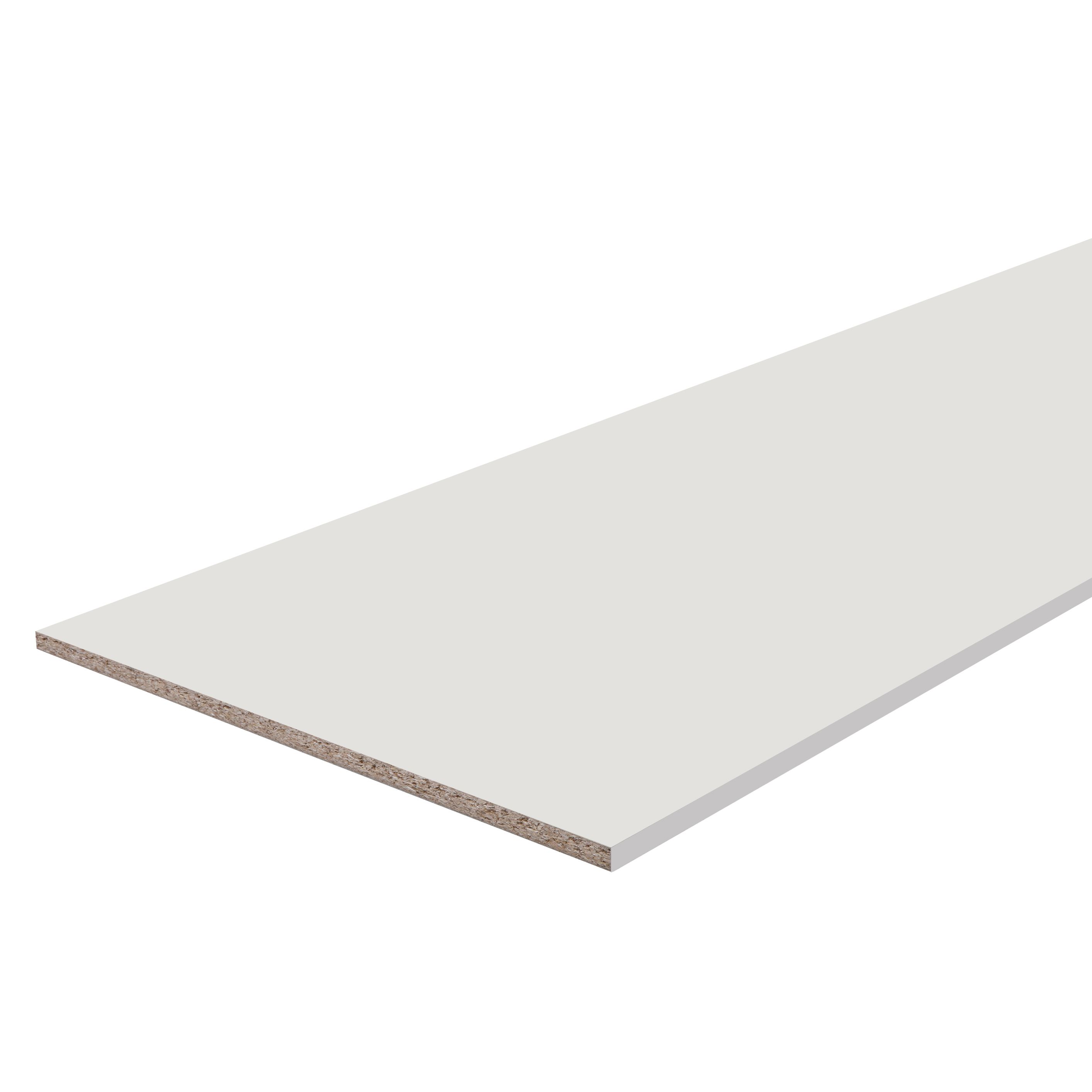 White Gloss Semi edged Furniture panel, (L)2.5m (W)600mm (T)18mm