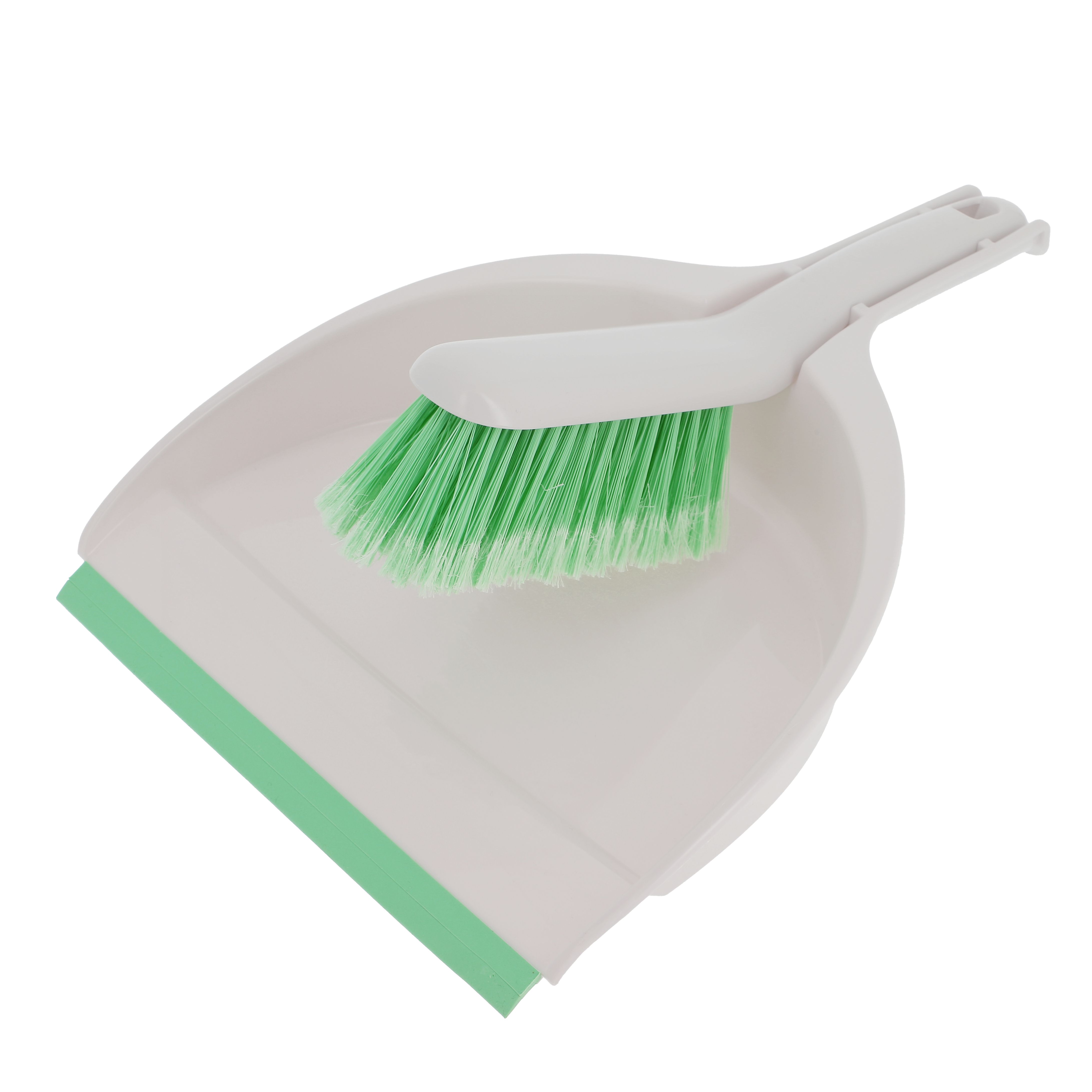 White & green Dustpan & brush set, (W)230mm