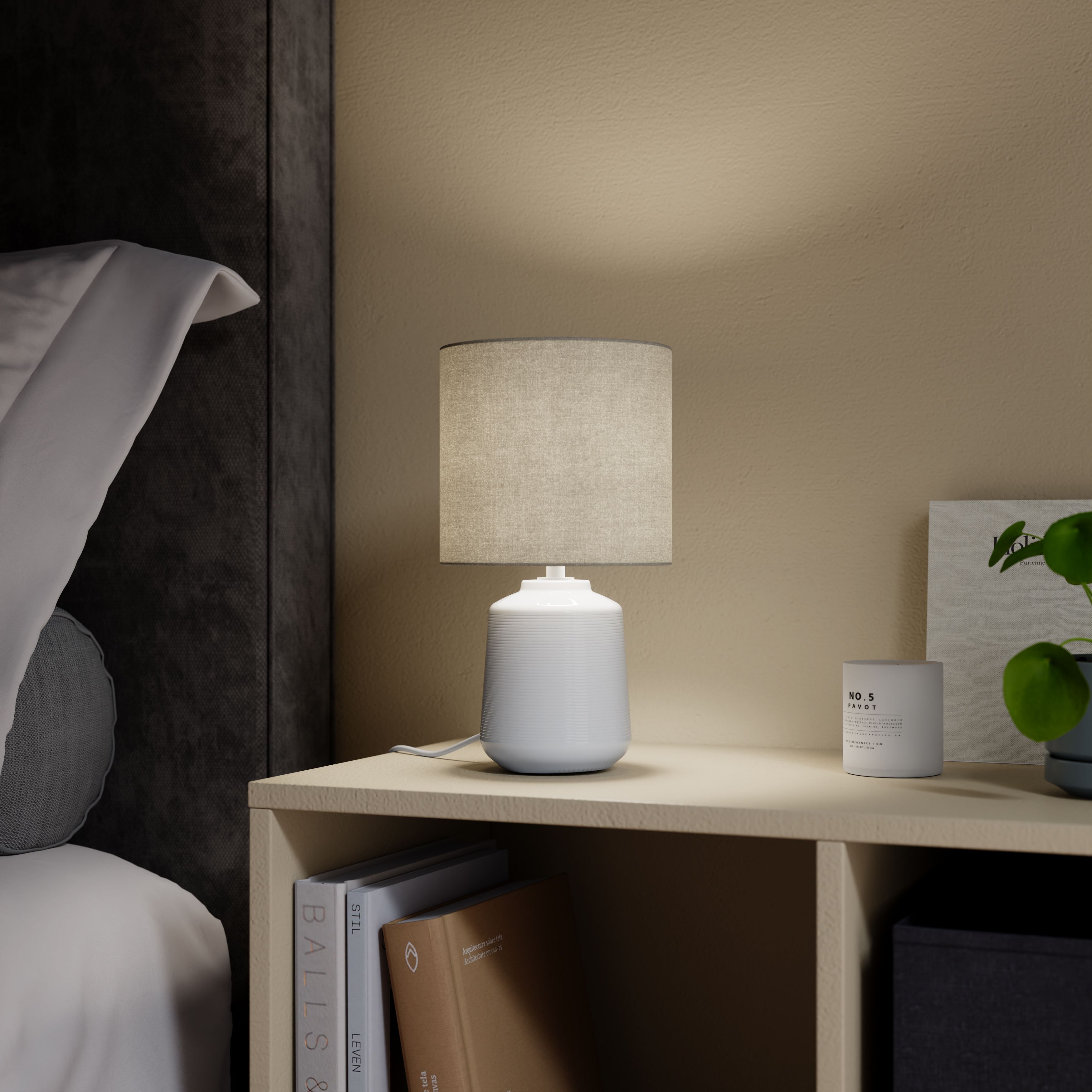 White & Grey Ceramic LED Table lamp