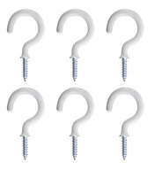 White Large Cup hook (L)46.5mm, Pack of 6
