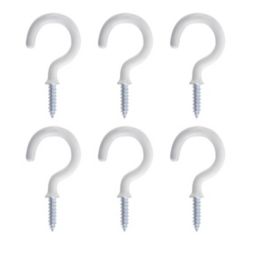 White Large Cup hook (L)46.5mm, Pack of 6