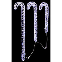 White LED Candy cane Silhouette, Pack of 3